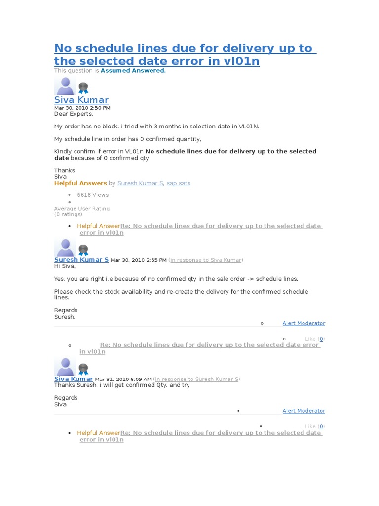 No Schedule Lines Due For Delivery Up To The Selected Date Error in ...