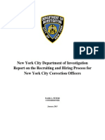 New York City Department of Investigation Report On The Recruiting and Hiring Process For New York City Correction Officers