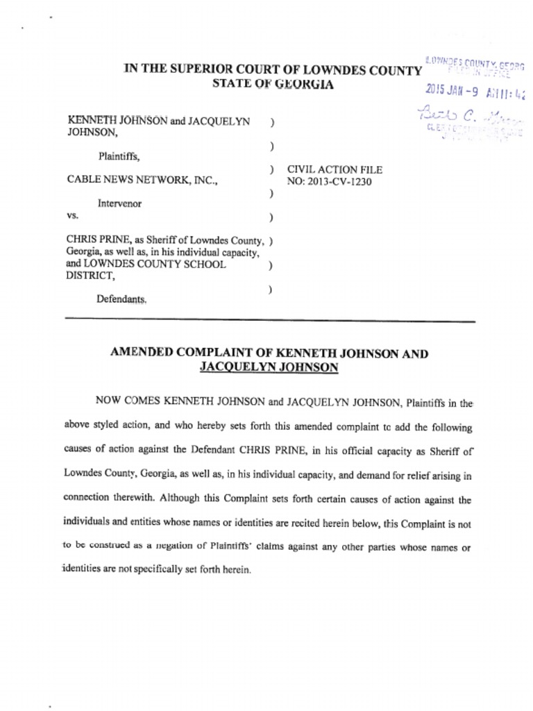 Kendrick Johnson Lawsuit PT I PDF