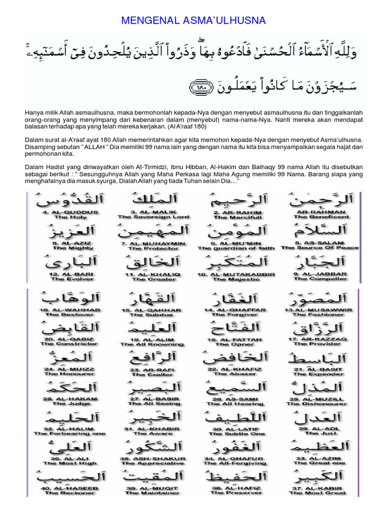 Dzikir Asmaul Husna Pdf