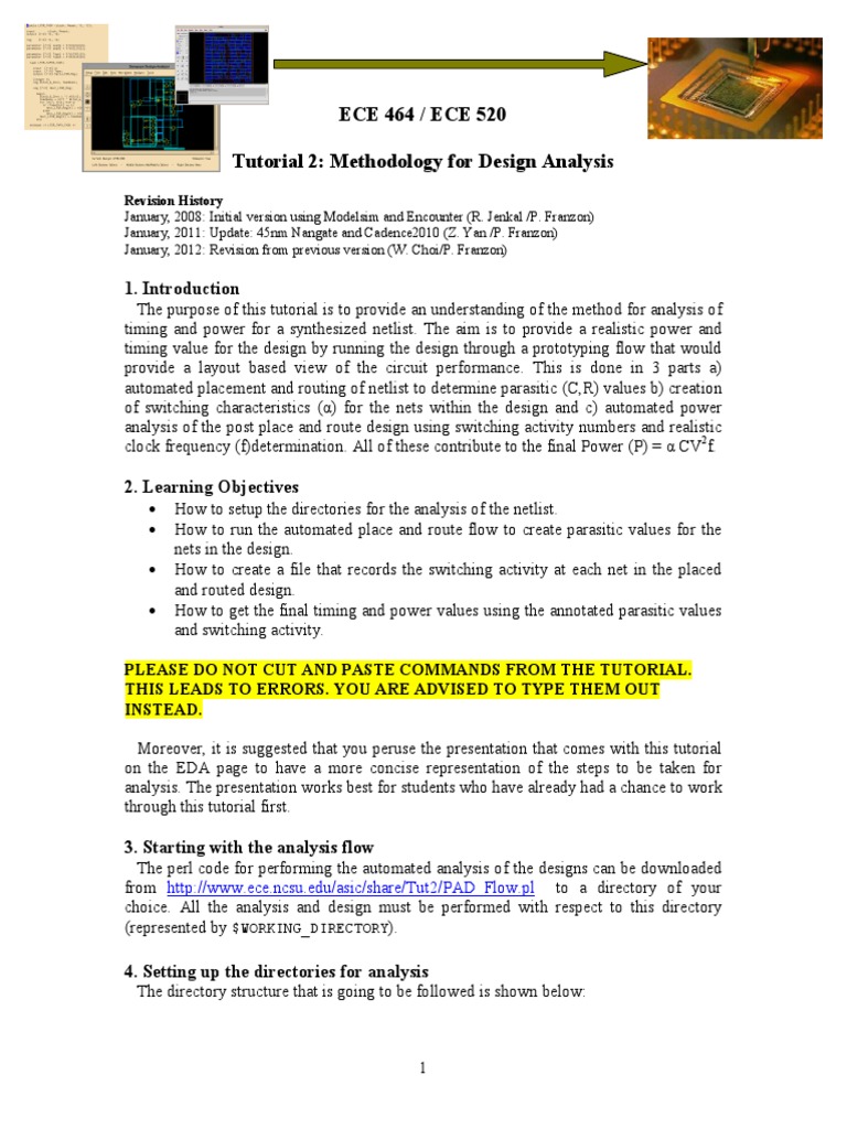 ECE 464 / ECE 520 Tutorial 2: Methodology For Design Analysis | PDF