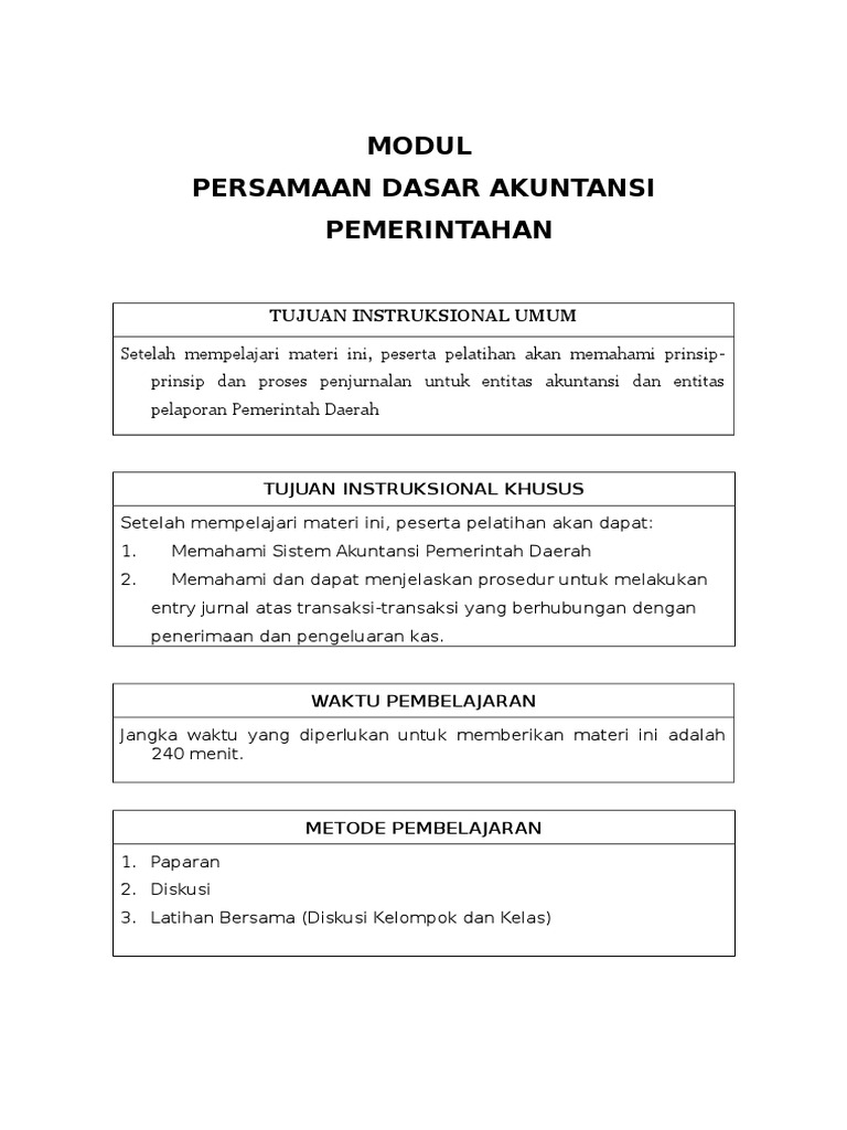 Persamaan Dasar Akuntansi Pemerintahan