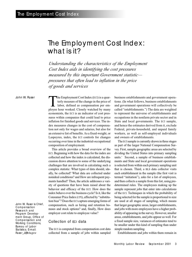 The Employment Cost Index What Is It? PDF Employee Stock Option