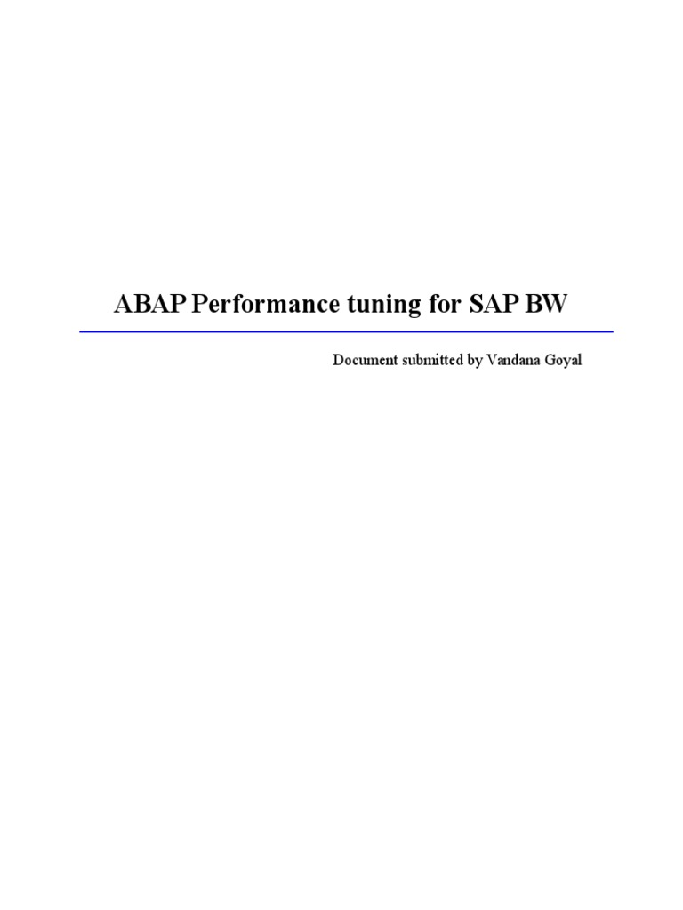 ABAP Performance Tuning For SAP BW PDF Database Transaction Databases