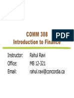 COMM 308 Introduction To Finance: Instructor: Rahul Ravi Office: MB 12-321 Email: Rahul - Ravi@concordia - Ca
