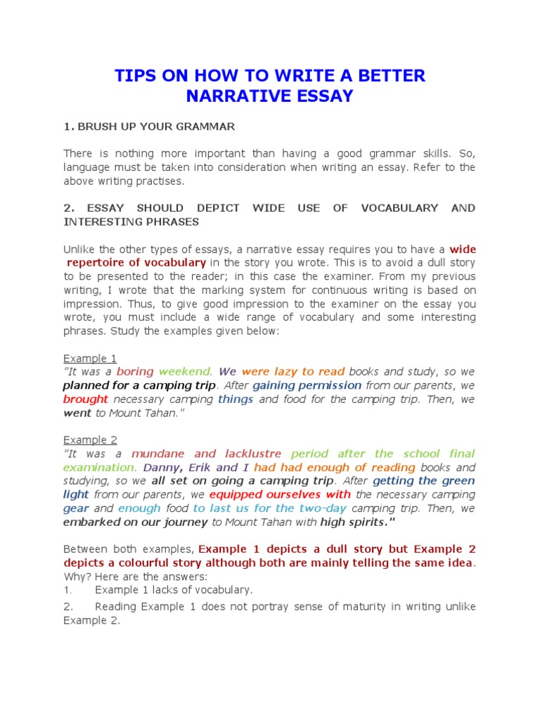 Tips On How To Write A Better Narrative Essay | PDF | Essays | Question