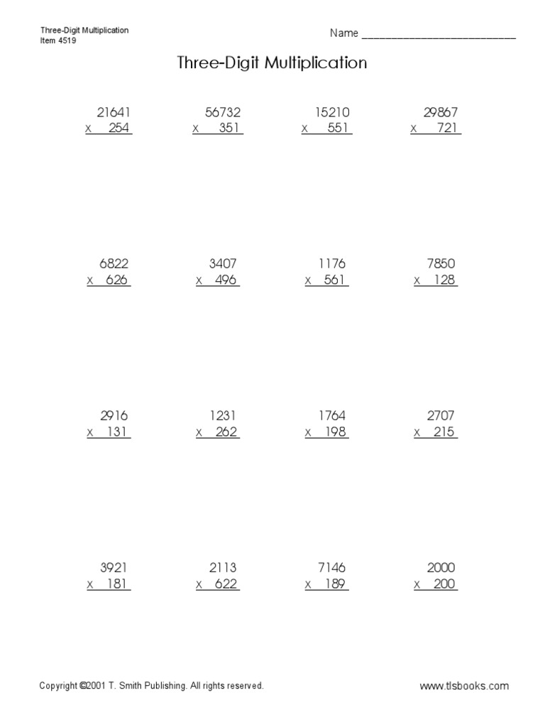 Three Digit Multiplication | PDF | Games & Activities | Technology ...