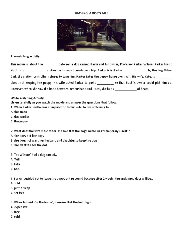 Hachiko Movie Worksheet PDF