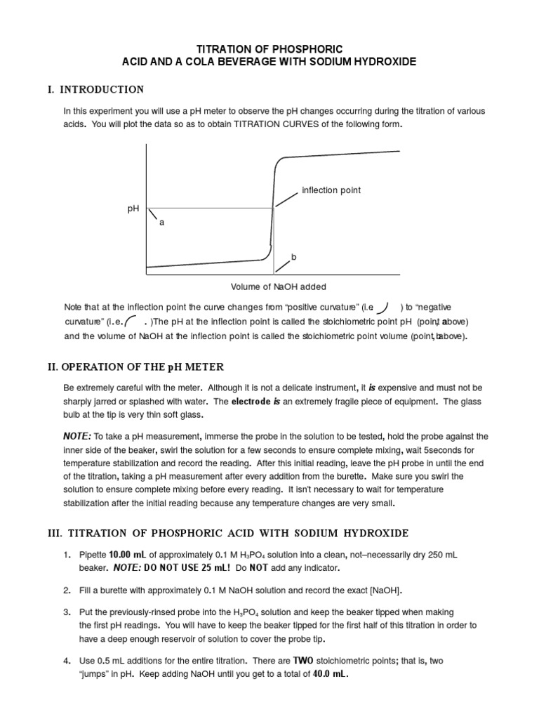 Titration Of Phosphoric Acid And A Cola Beverage With Sodium Hydroxide