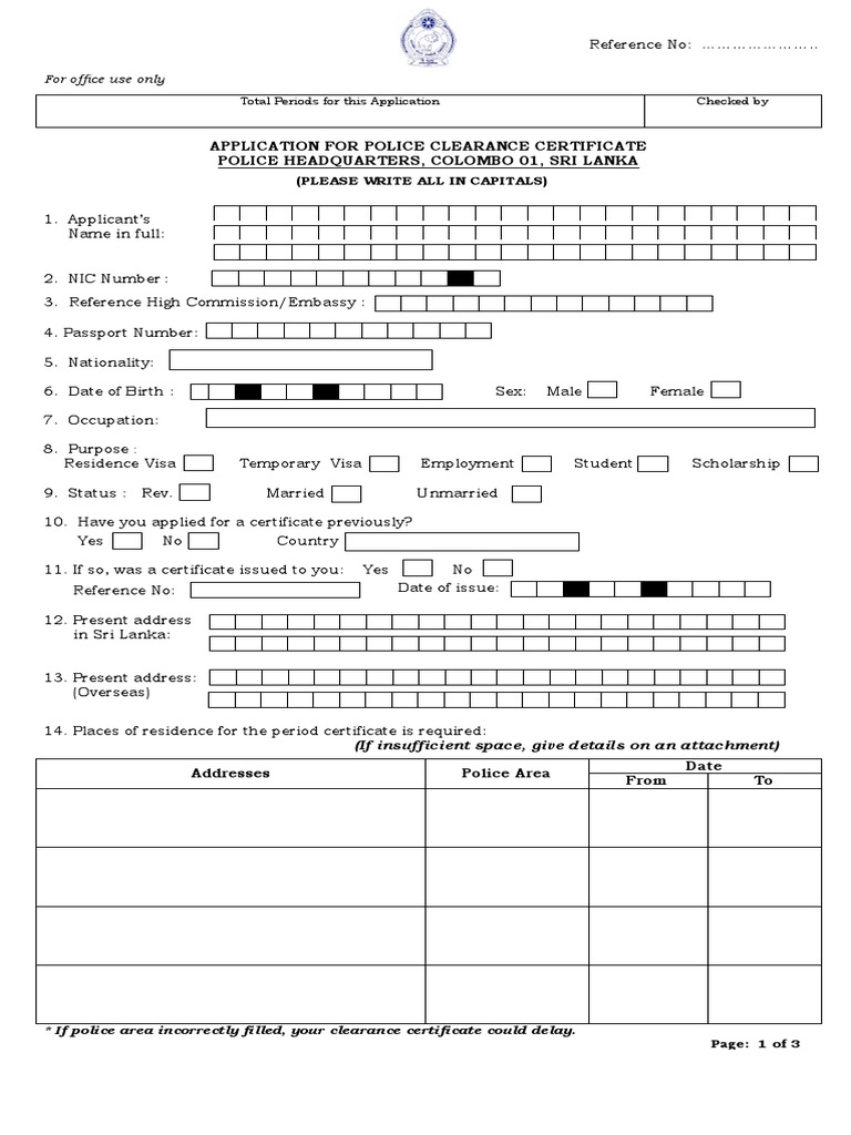 Police Clearance Certificate Application | PDF | Career & Growth | Law