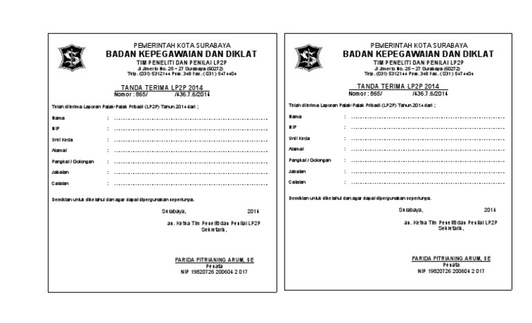Contoh Tanda lp2p | PDF