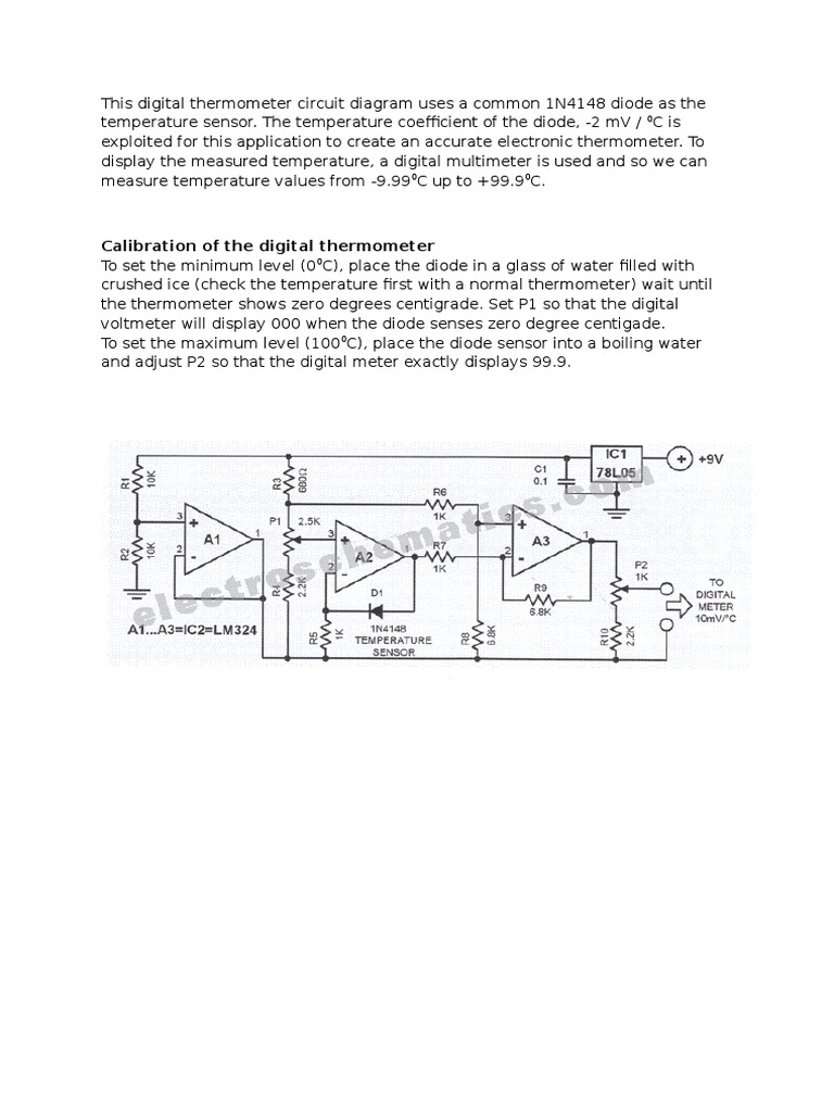 Digital Thermometer Circuit with 1N4148 | PDF