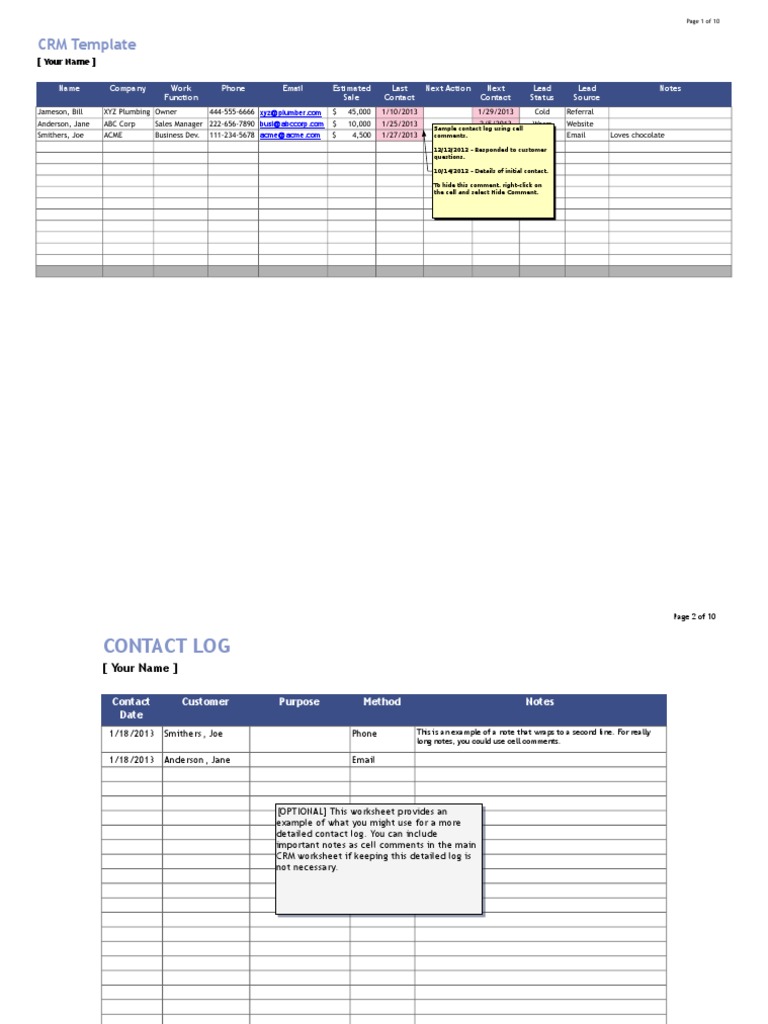 CRM Template: (Your Name) | PDF | Intellectual Works | Information ...