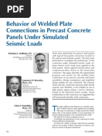 Behavior o Welded Plate Connections in Precast Concrete Panels Under Simulated Seismic Loads