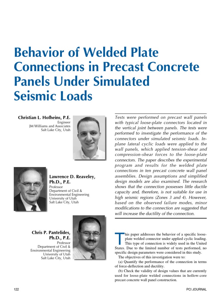 Seismic Performance of Precast Connectors | PDF | Precast Concrete ...