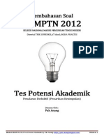 Pembahasan Soal SNMPTN 2012 Tes Potensi Akademik (Penalaran Deduktif) Kode 613