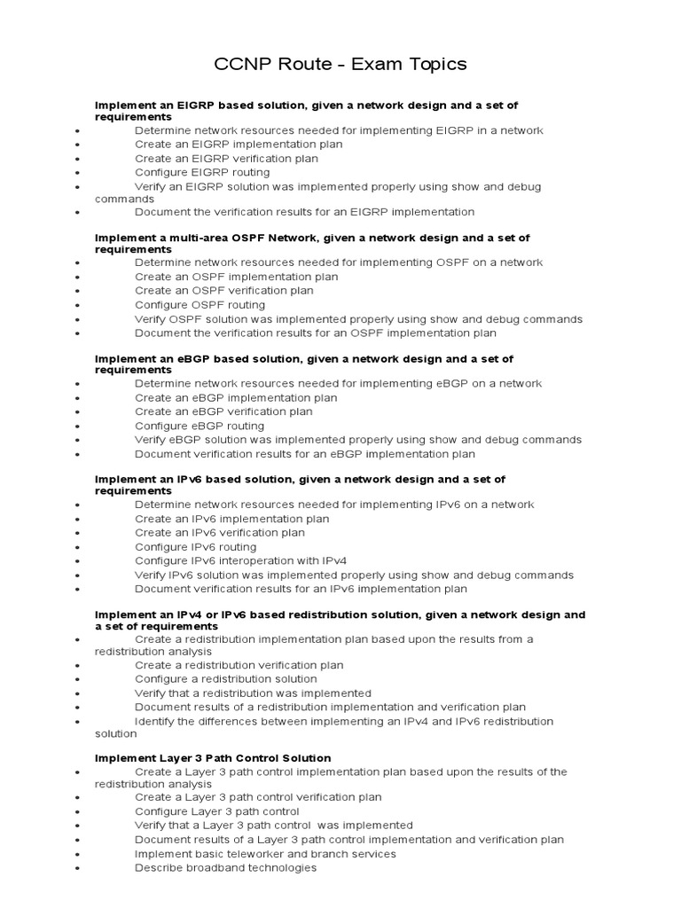 CCNP - Exam Topics | PDF