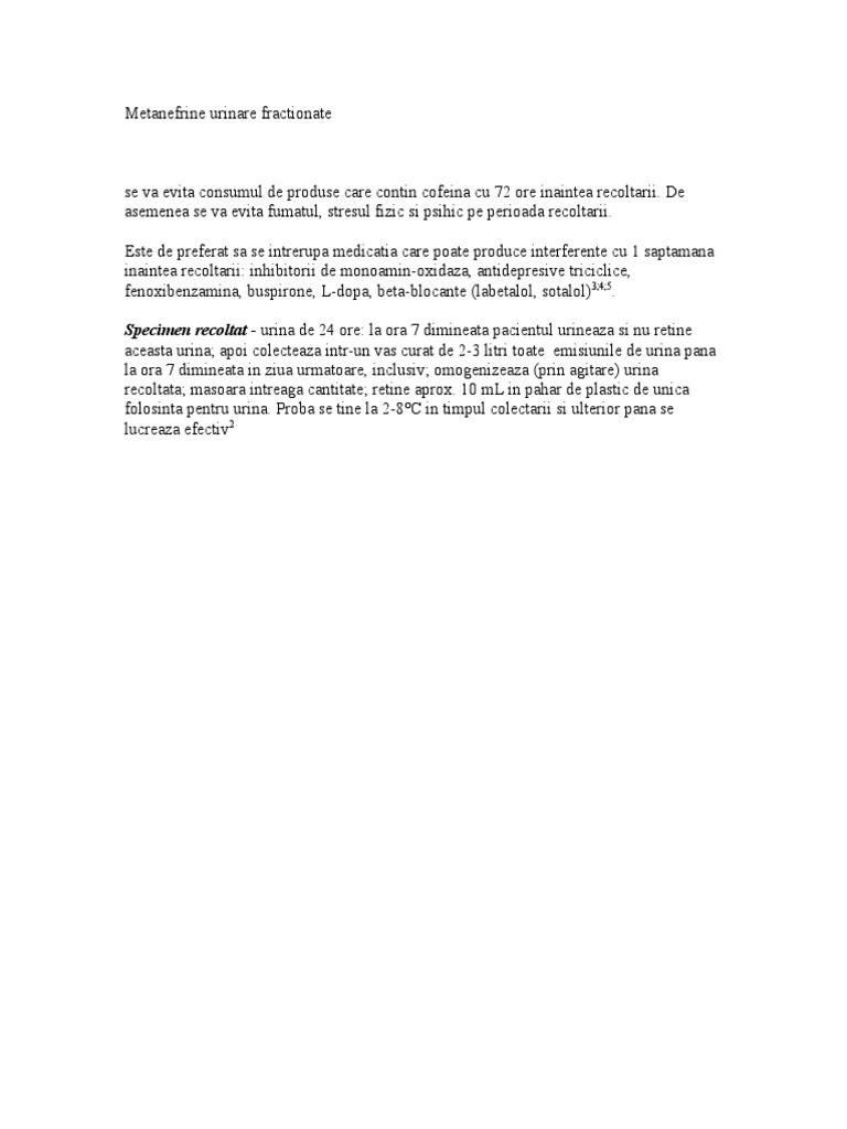 Metanefrine Urinare Fractionate | PDF