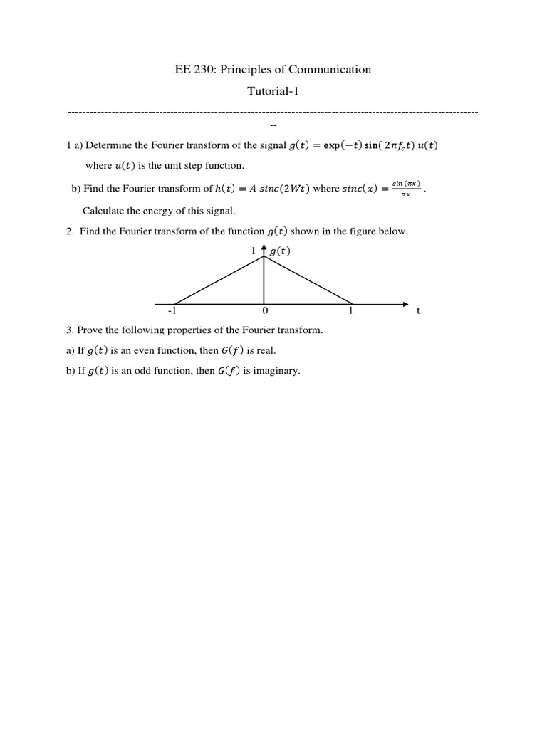 EE 230: Principles of Communication Tutorial-1 | PDF | Teaching Methods ...