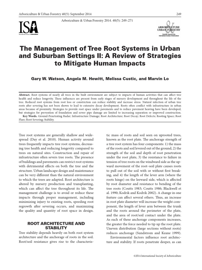The Management of Tree Root Systems in Urban and Suburban Settings II ...