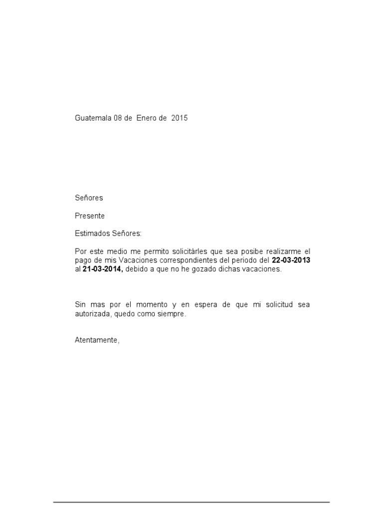 Solicitud De Vacaciones Pdf