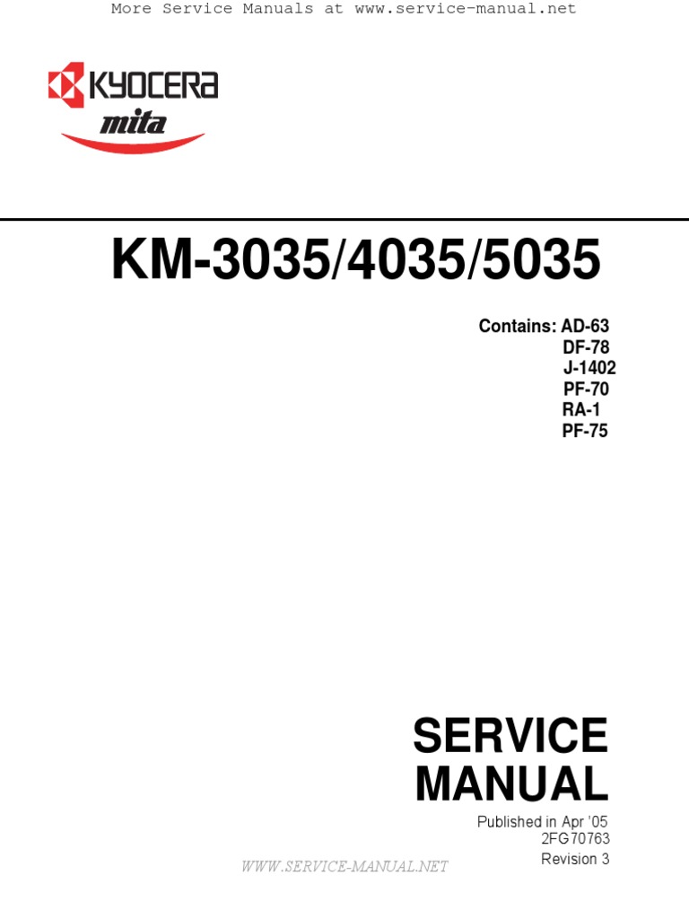KM-3035, KM-4035, KM-5035 Service Manual | Image Scanner | Printed Circuit  Board