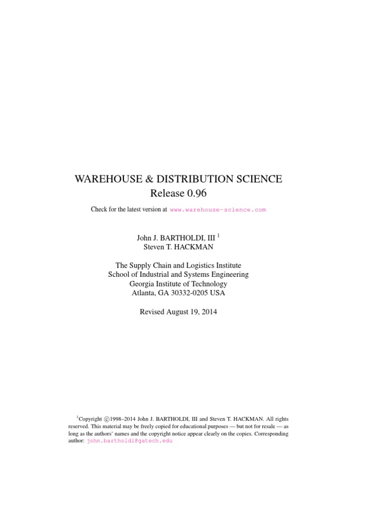 Warehouse and Distribution Science (Free Textbook) | PDF | Warehouse ...