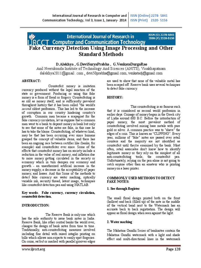 7.Fake Currency Detection Using Image Processing and Other Money Crimes