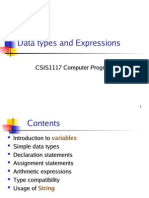 Data Types and Expressions: CSIS1117 Computer Programming