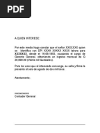 Constancia de Ingresos No Comprobables