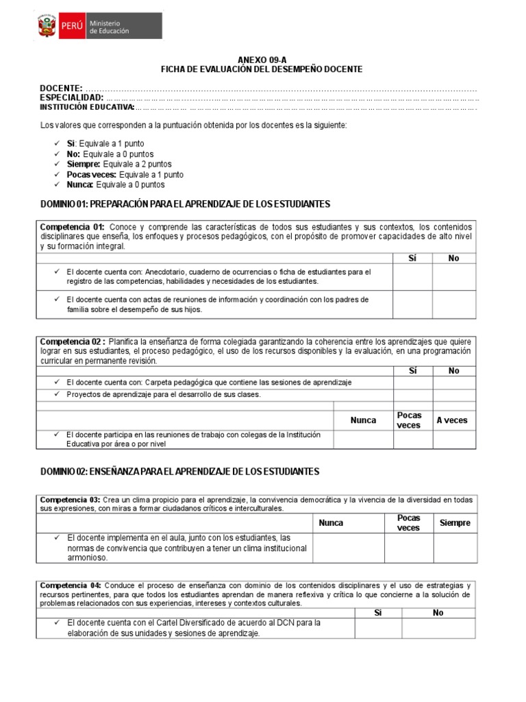 Ficha de Evaluación Docente 2024 | PDF | Evaluación | Compartir
