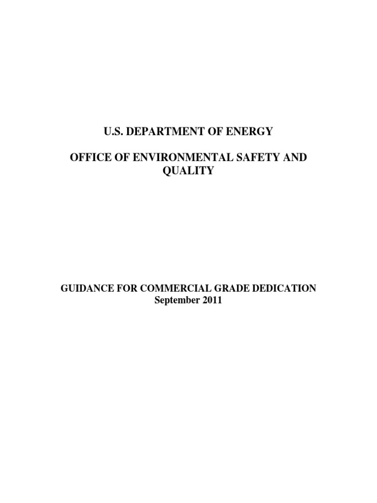 Commercial Grade Dedication Guidance PDF Quality Assurance Safety
