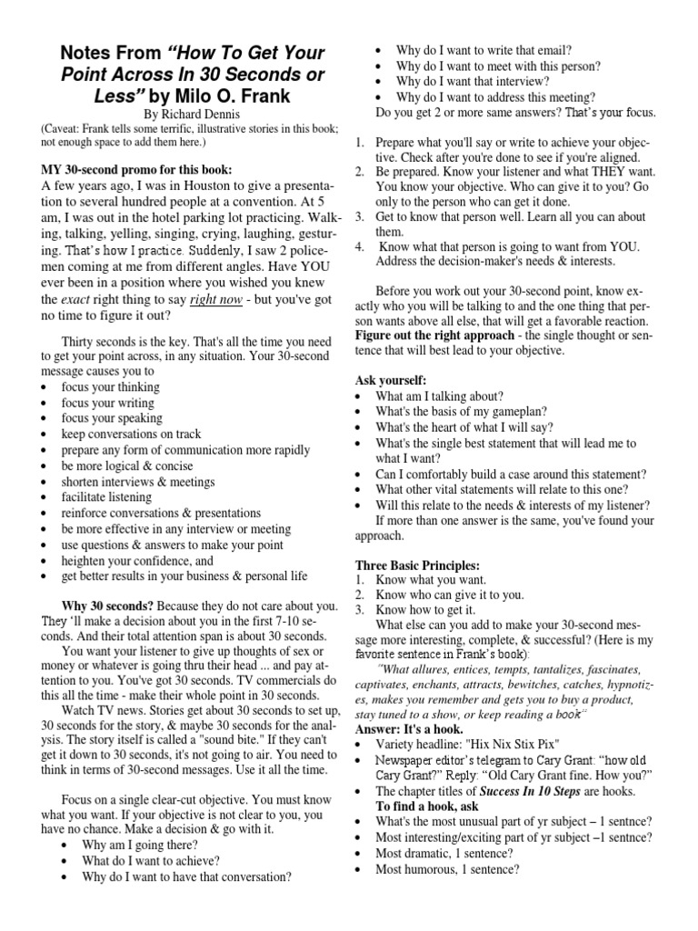 30 Seconds Notes | PDF