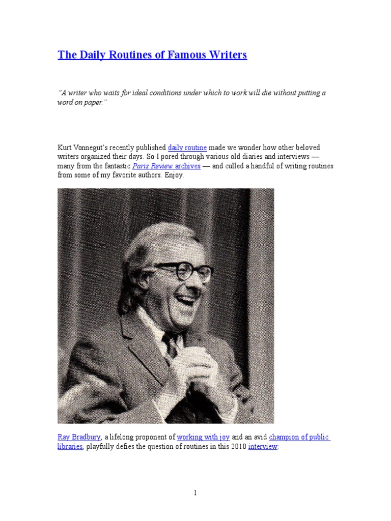 The Daily Routines of Famous Writers | PDF