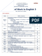 Budget of Work - English 5