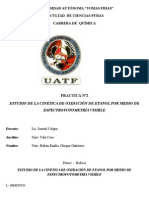 Estudio de La Cinética de Oxidación de Etanol Por Medio de Espectrofotometría Visible