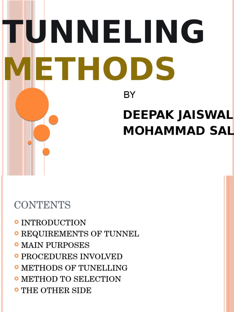 Tunnelling Methods1 121019223907 Phpapp02 Tunnel Civil Engineering