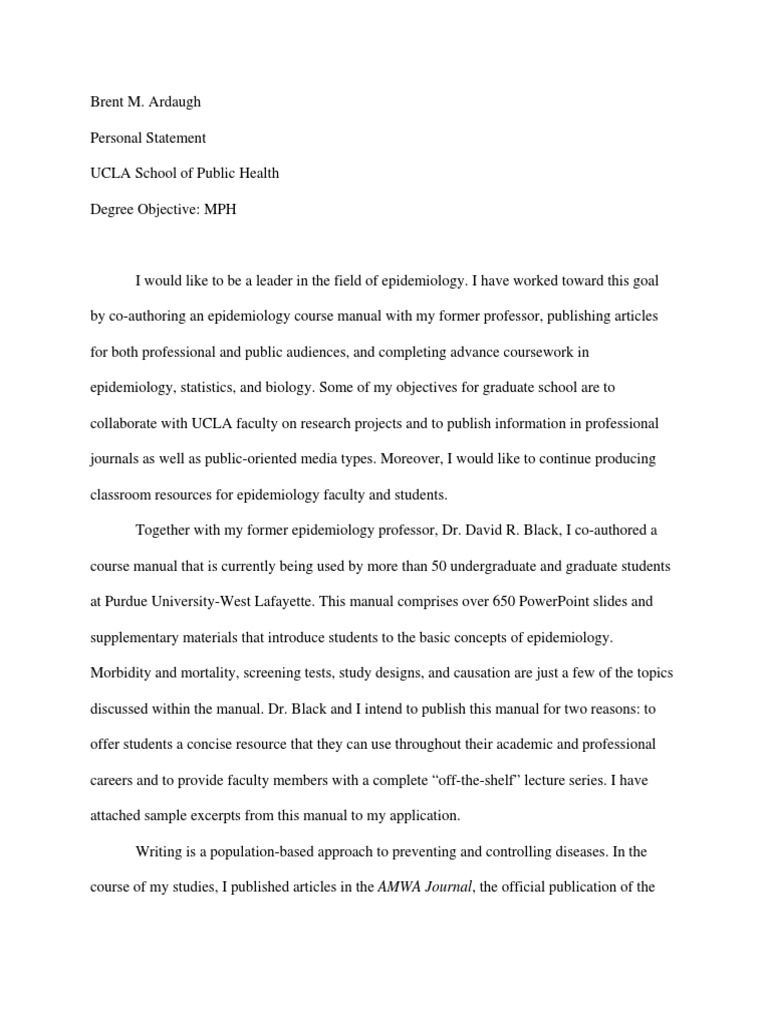 Epidemiology statement of purpose image