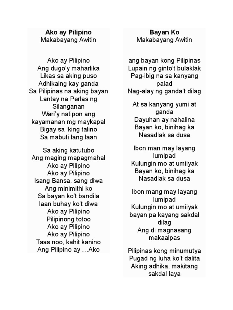 Pambansang Awit Ng Pilipinas Lyrics - MosOp
