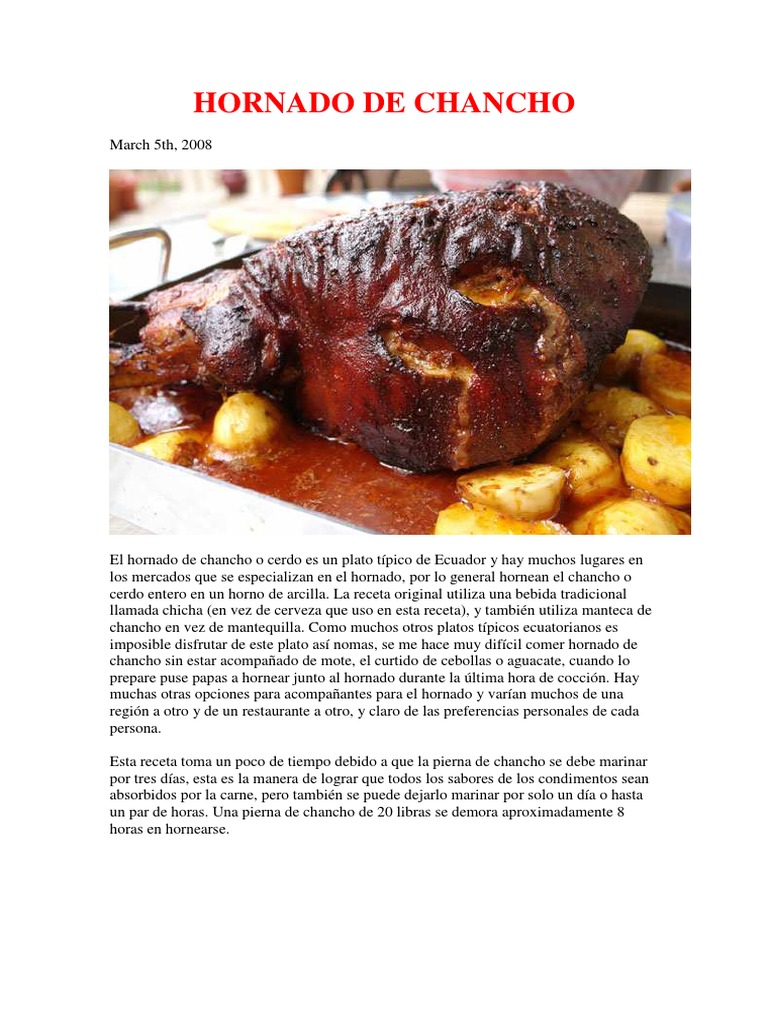 Hornado de Chancho PDF | PDF | Marinado | Cocina de las Americas