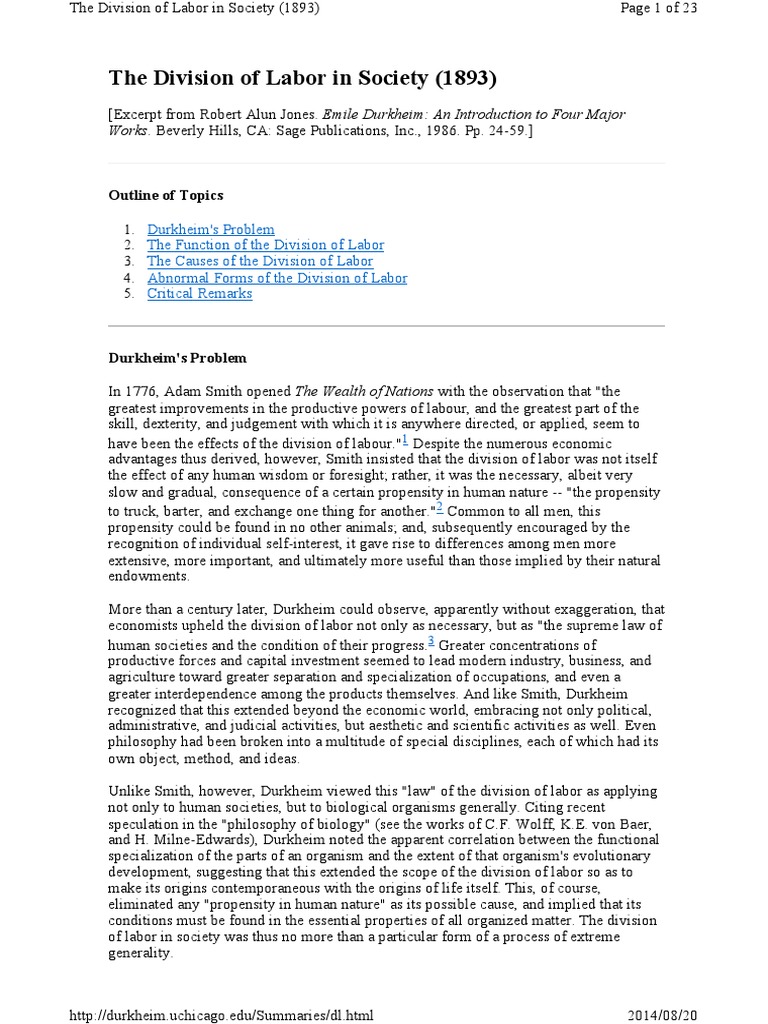 The Division Of Labour In Society Pdf – UIEB