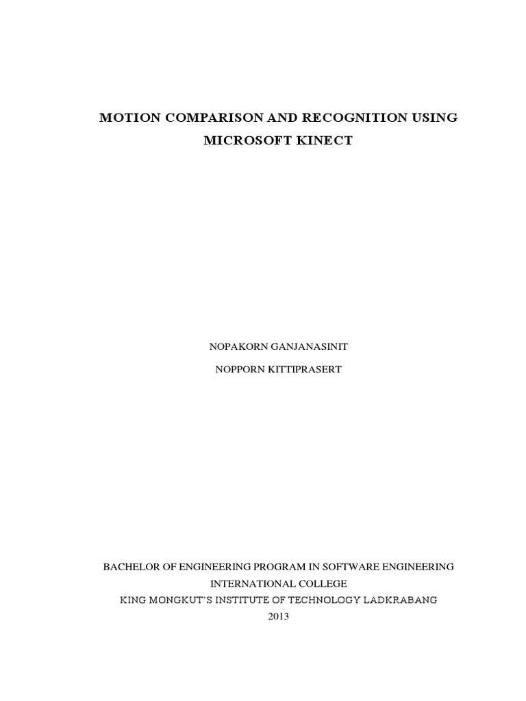 Motion Comparison and Recognition Using Microsoft Kinect PDF | PDF ...