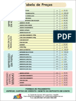 Tabela de Preços 2015