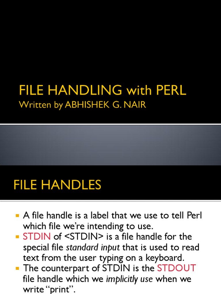 Perl File Handles and I/O Tutorial PDF Computer File Operating