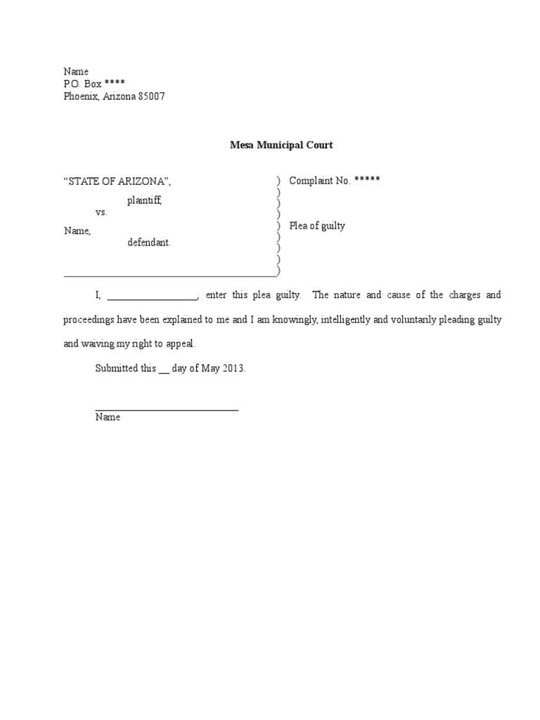 Plea of Guilty Submission Form | PDF
