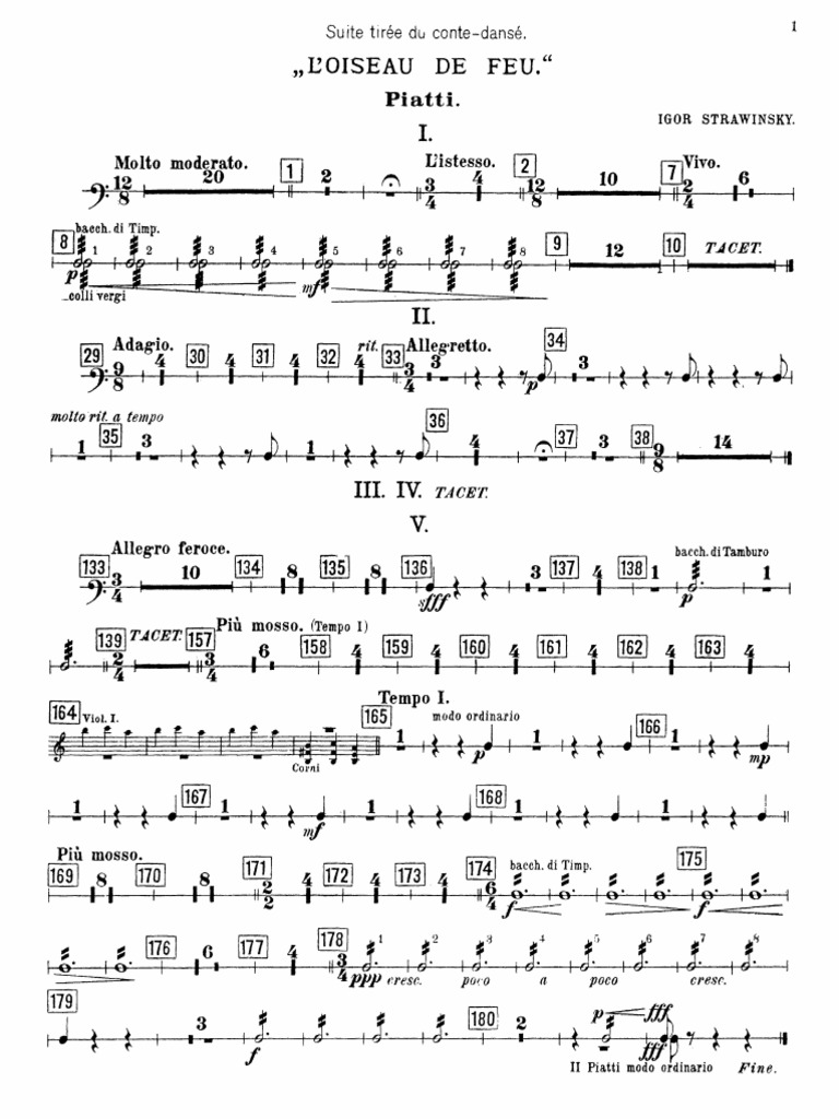 Stravinsky Firebird Suite 1911 Percussion Pdf