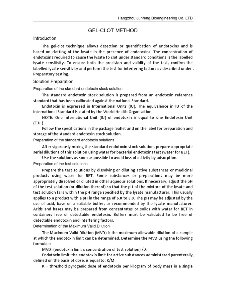 GEL Clot Method  Ph  Solution