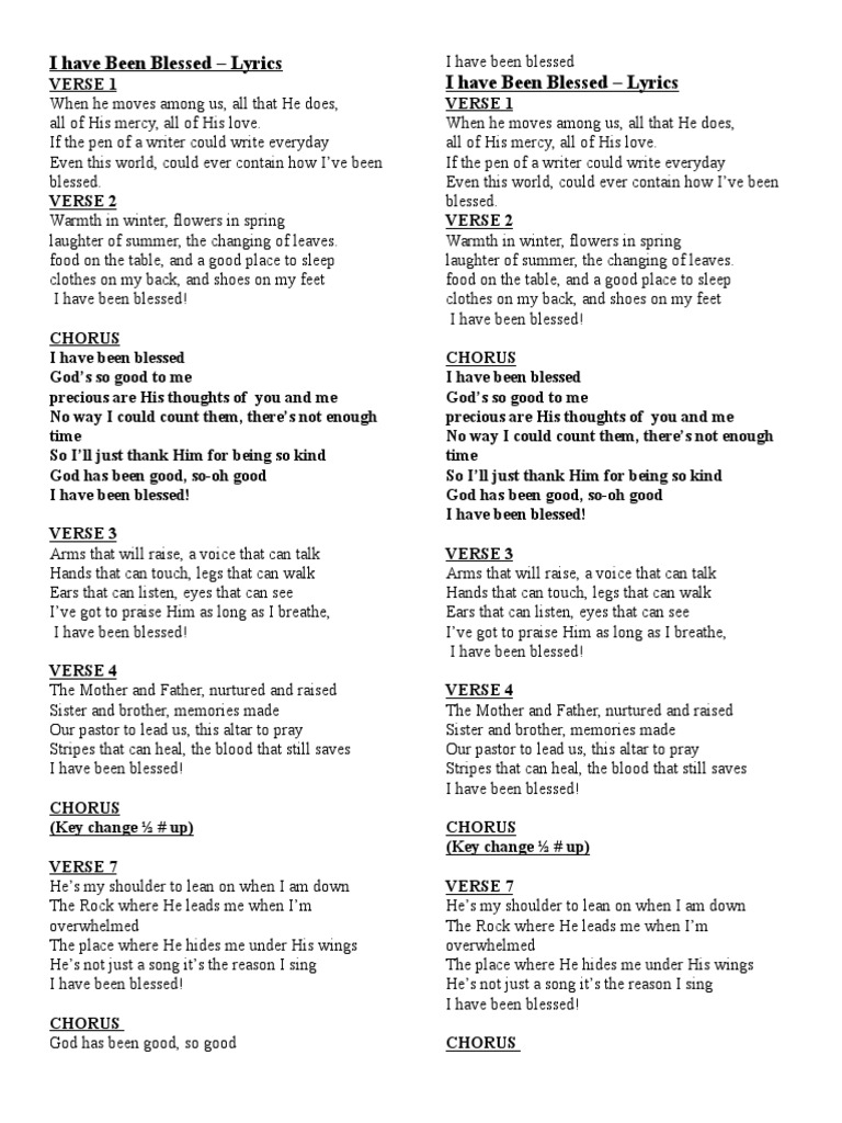 I Have Been Blessed - Lyrics | PDF | Song Structure | Songs