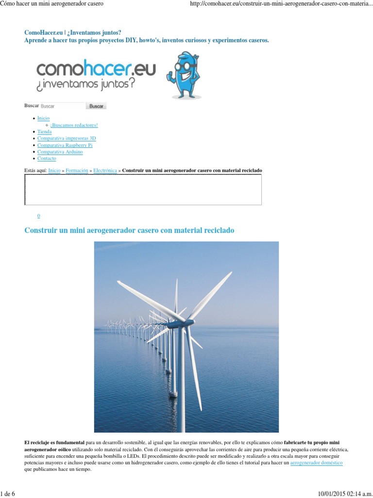 Mini Aerogenerador Casero | PDF | Turbina eólica | Energía eólica