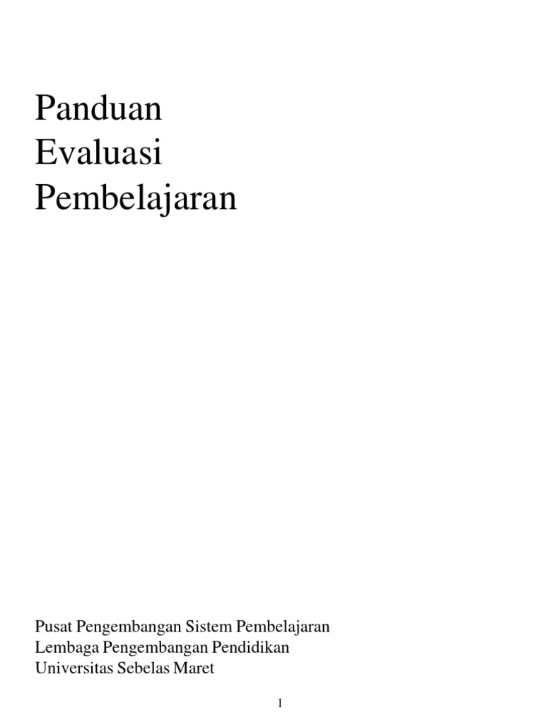 Panduan Evaluasi Pembelajaran PDF | PDF | Karier & Perkembangan ...